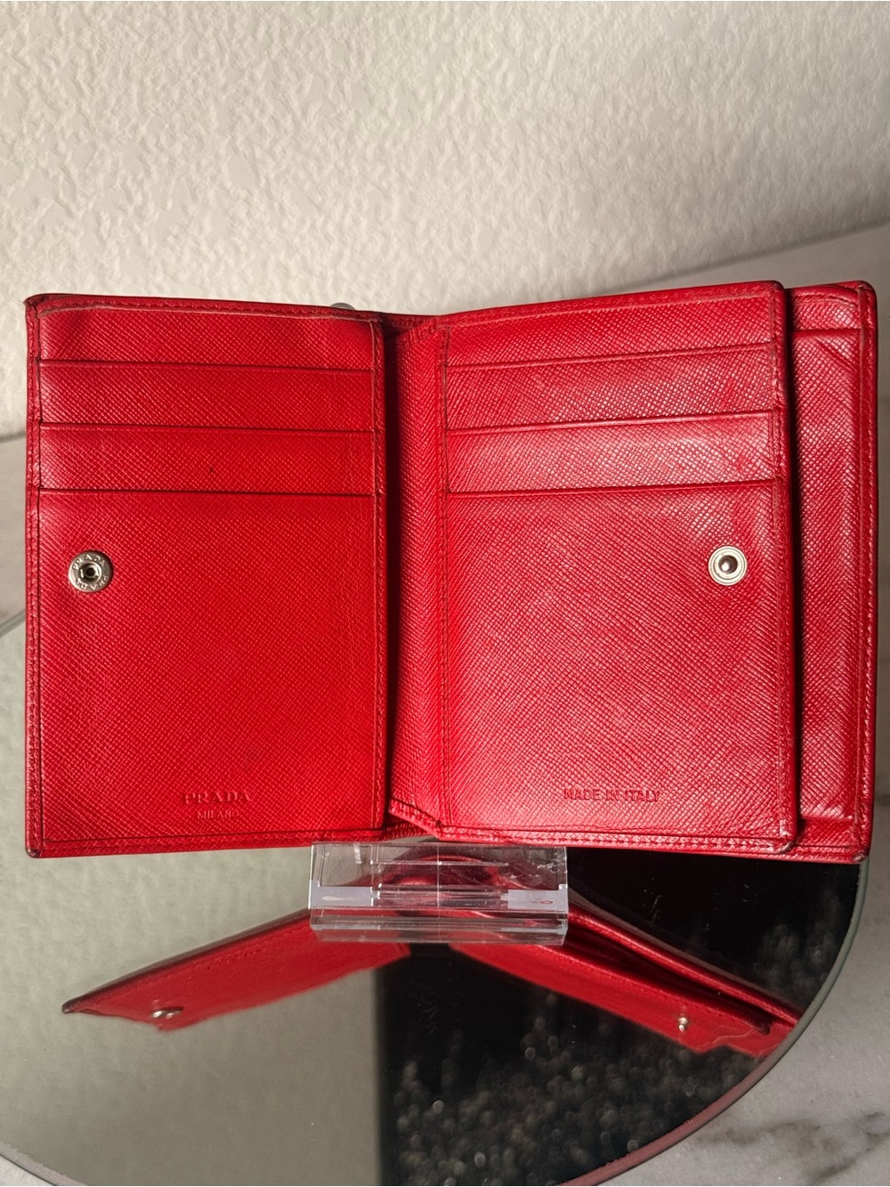 Prada Saffiano Leather Wallet Red Triangle Logo - Picture 8 of 9